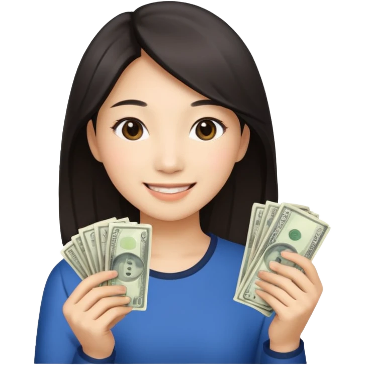 Hot Asian girl with money  emoji