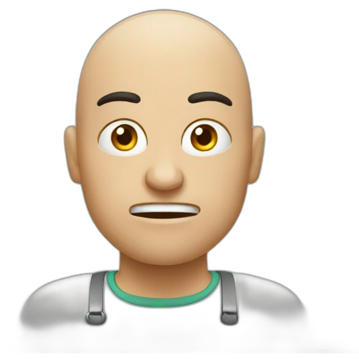 Bald angry canteen staff, arabic, mobcap emoji