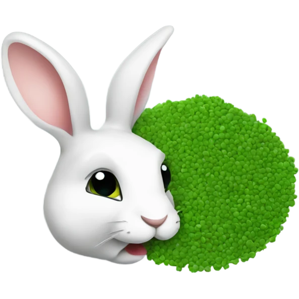 Rabbit eating green granules emoji