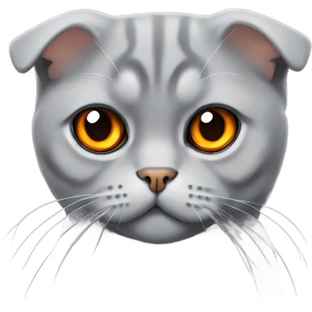 grey scottish fold cat with orange eyes  emoji