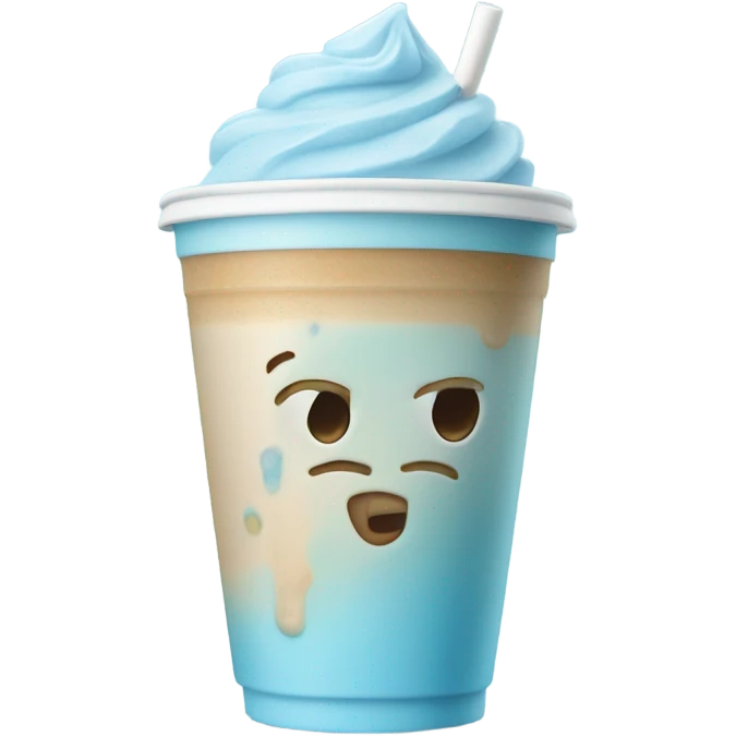 Pastel blue ice latte with ice and no cream in a takeaway cup emoji