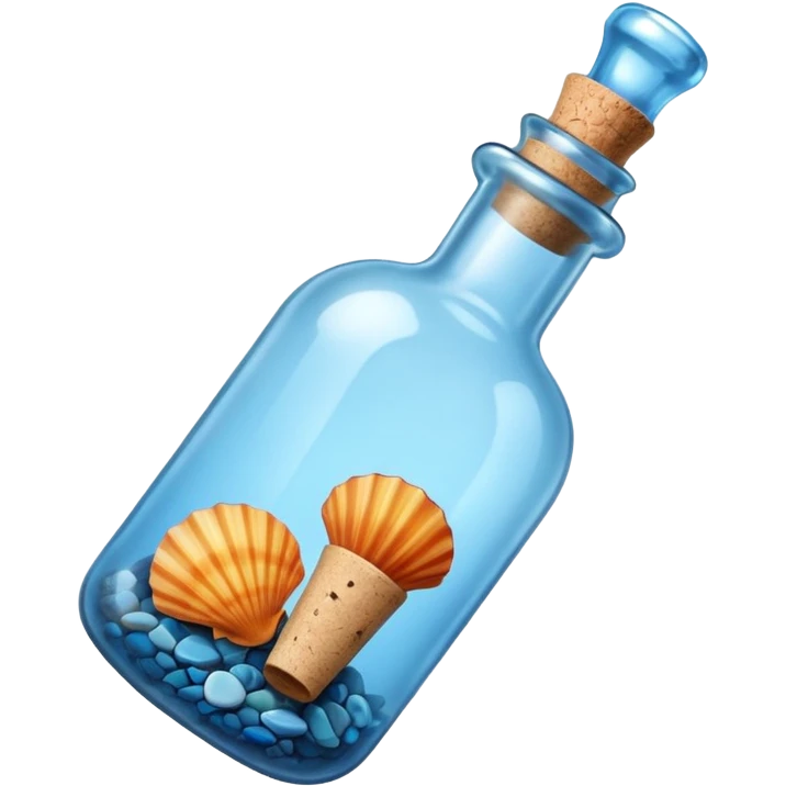 A Message Bottle, blue, shell inside emoji