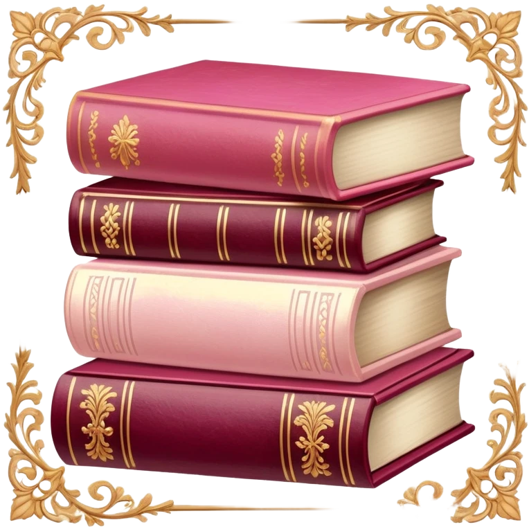 Pastel Reddish-pinkish and gold and white vintage books emoji
