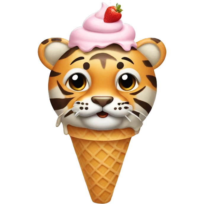Ice cream tiger emoji
