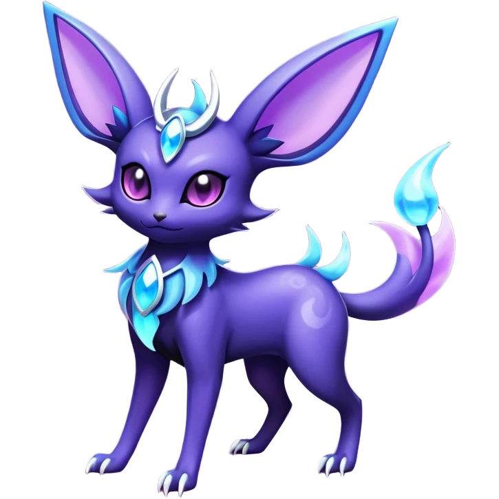 Shiny Exotic Badass Magical Ethereal Royal Mysterious Gothic Noibat-Espeon-Umbreon-Pokémon-Fakémon-hybrid-creature (full body) with horns emoji
