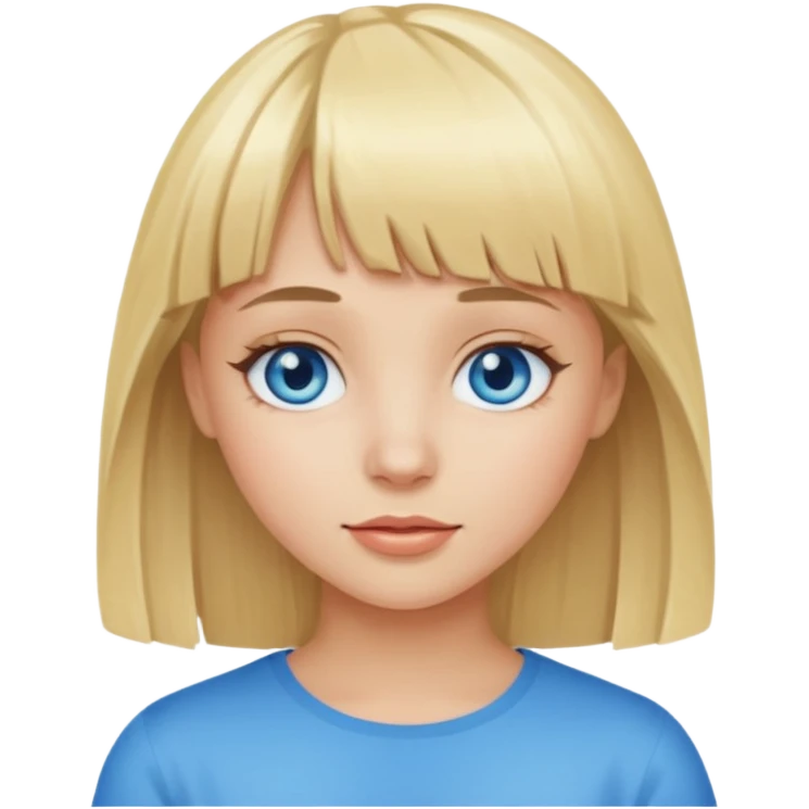 Blonde girl with bangs and blue eyes emoji