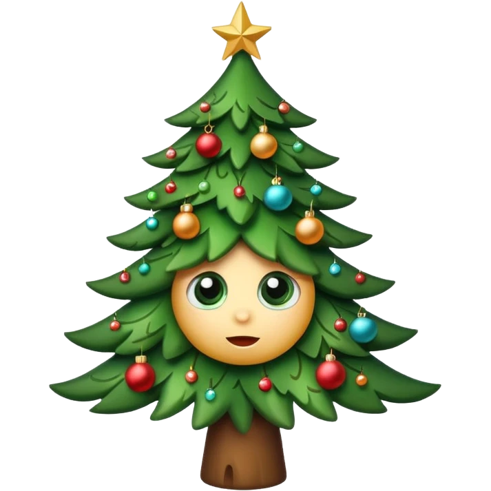 Christmas tree with cute eyes  emoji
