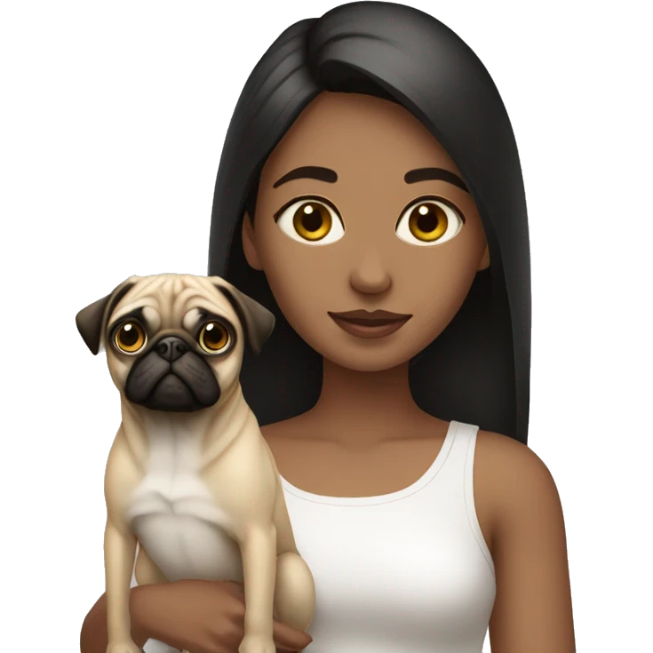 Girl with pug in front of her  emoji