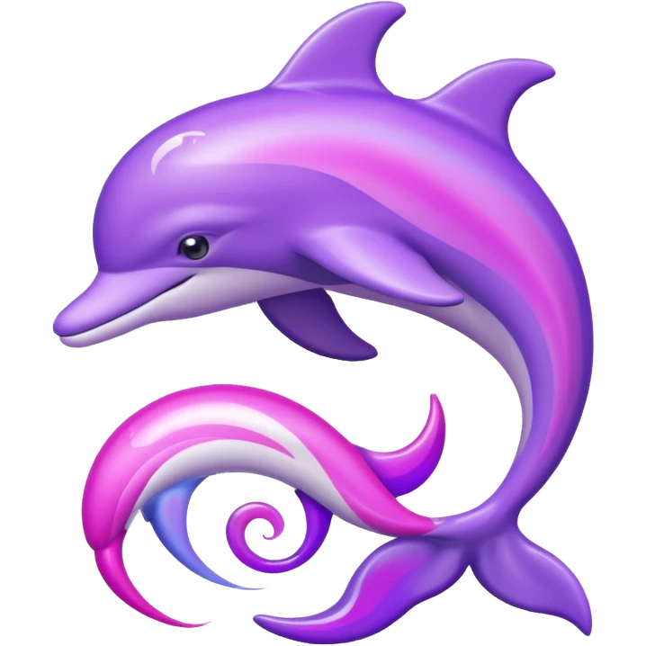 Dolphin with Pink and purple swirls and silver stars emoji