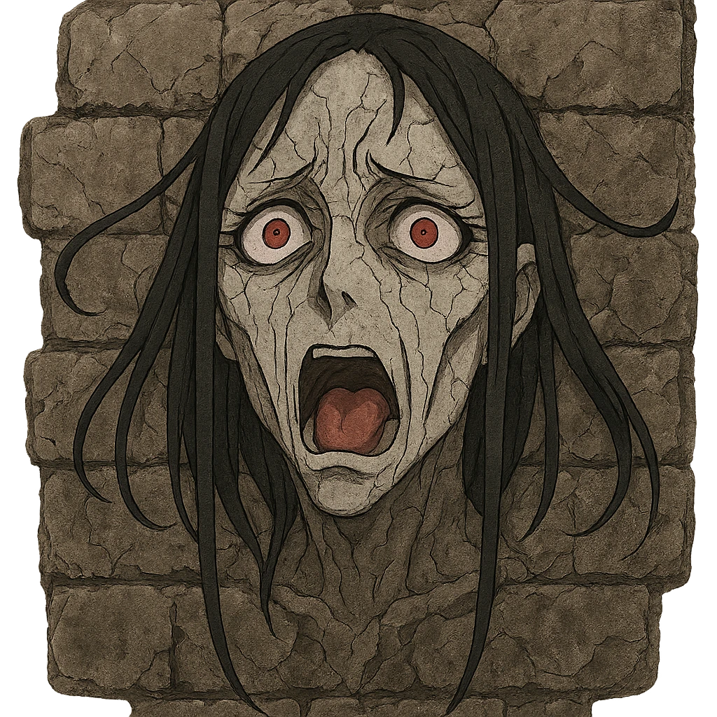 Anime-style wall with Nigredo's face from Overlord, integrated into the texture, expressive and unique emoji