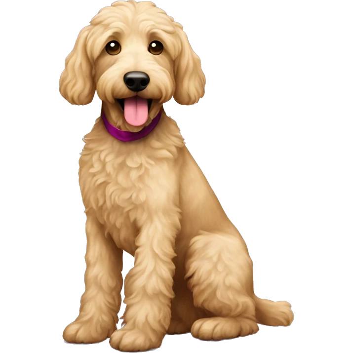 Skinny blonde labradoodle with wine glass  emoji