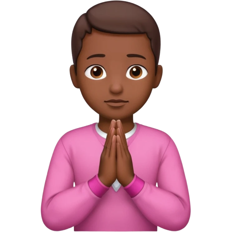 Brown praying hands with pink sleeves emoji