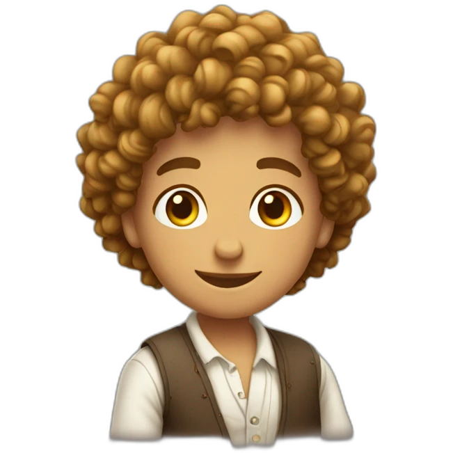 A moteno boy with curly hair con camisas sin sleeves emoji