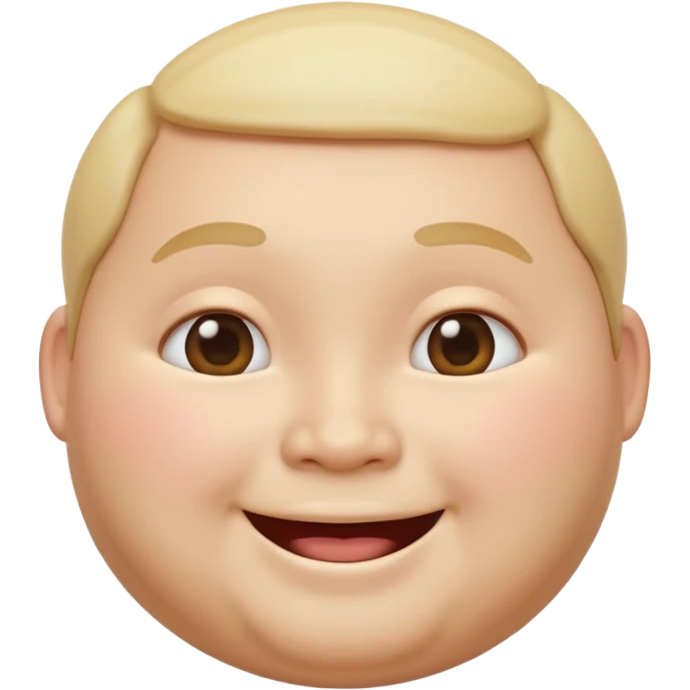 A 3D emoji in iOS emoji aesthetic style of a chubby person with round cheeks and a happy smile, soft and friendly expression, smooth glossy texture, minimal white background. emoji