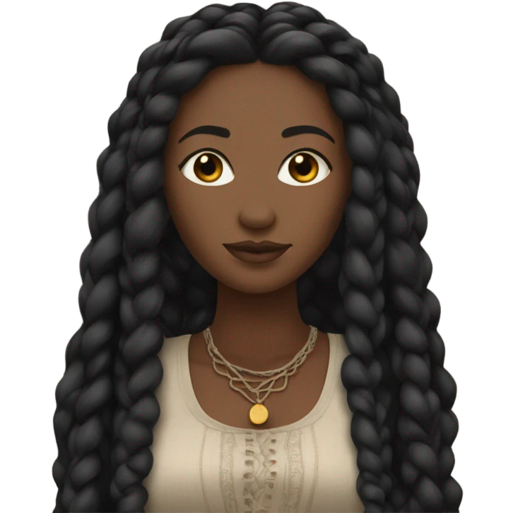 black woman with black boho braids and crop top emoji