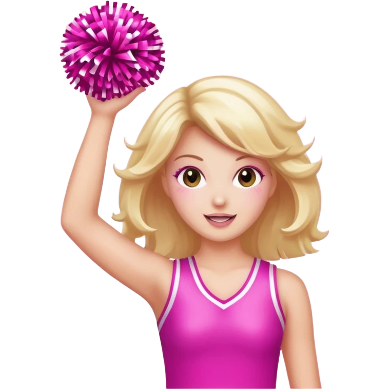 football cheerleader, holding a cheering pom, pink and twinkle emoji