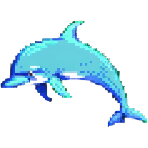 MySQL database logo with dolphin symbol in pixel art emoji