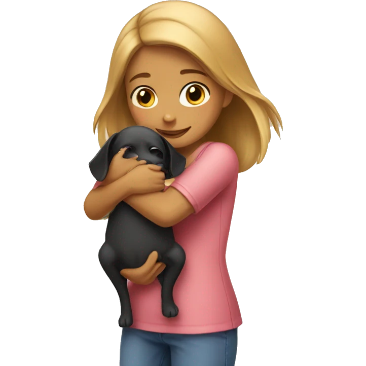 Girl hugging dog emoji