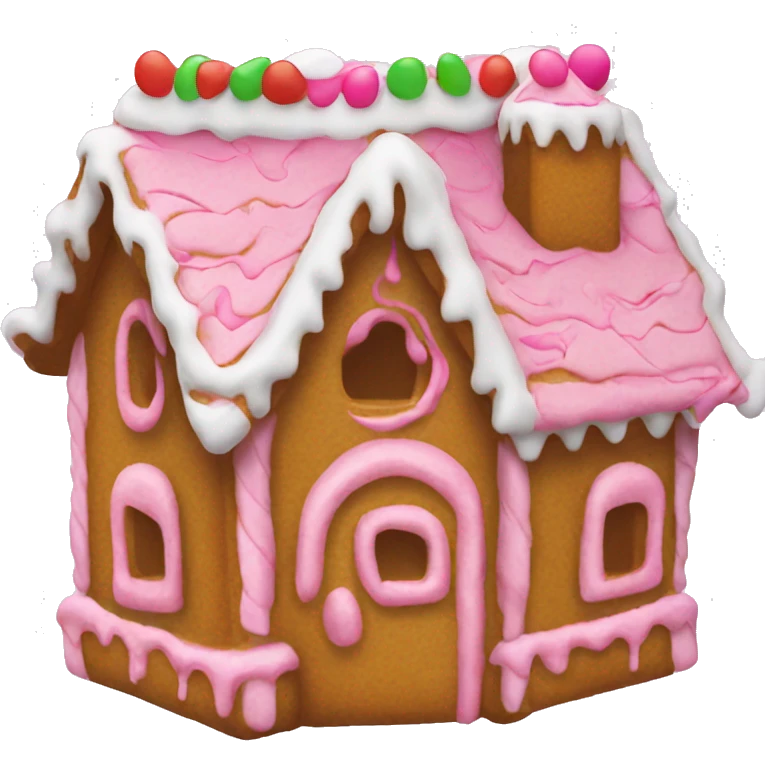 Gingerbread house with pink frosting  emoji
