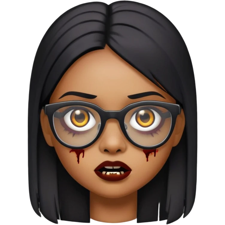 menina de cabelo liso preto e oculo memoji zumbi emoji