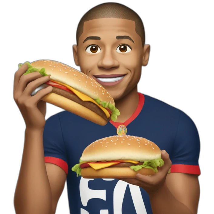 Mbappe eat at Burger king emoji