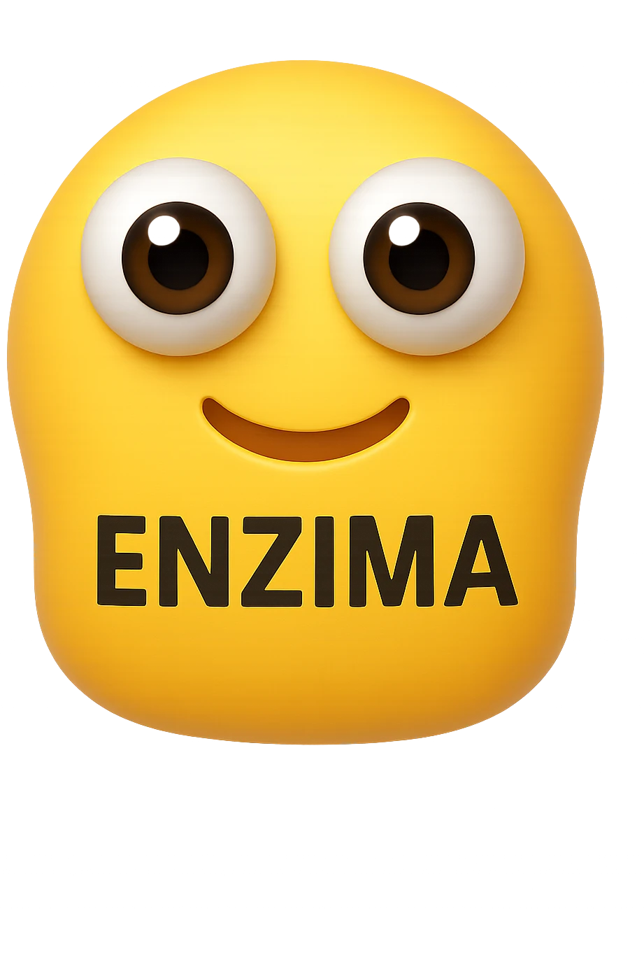 emoji con enzima umano con occhi 3d con la scritta "ENZIMA" SUL CORPO IN ITALIANO emoji