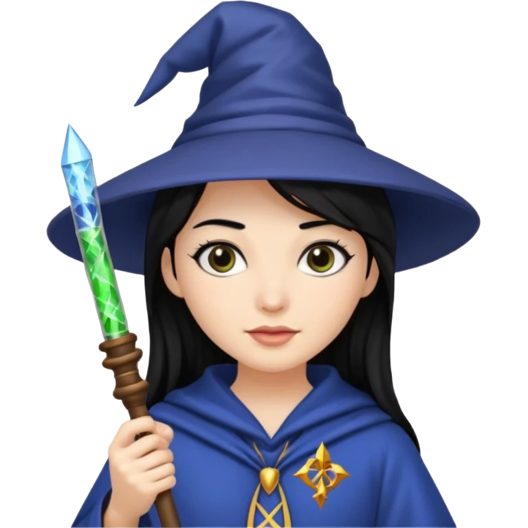 Female wizard with black hair holding a DNA wand emoji