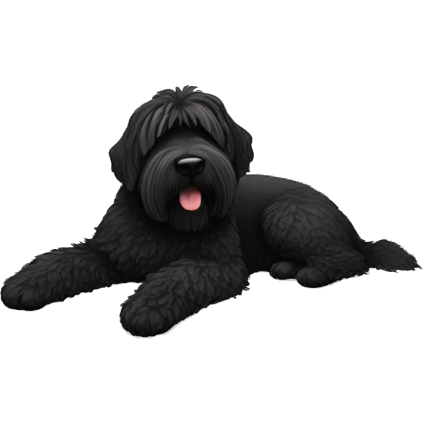 Black Russian terrier sleeping on bed  emoji