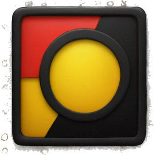 "A black and red rectangle with a medium sized yellow circle in the middle"  emoji