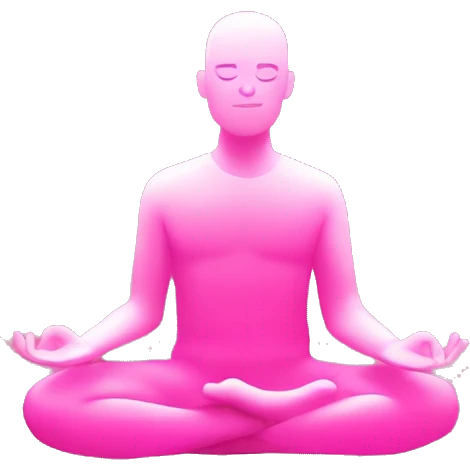 A person who’s sitting in a meditation position, and the pink aura around him. And the person itself pink emoji