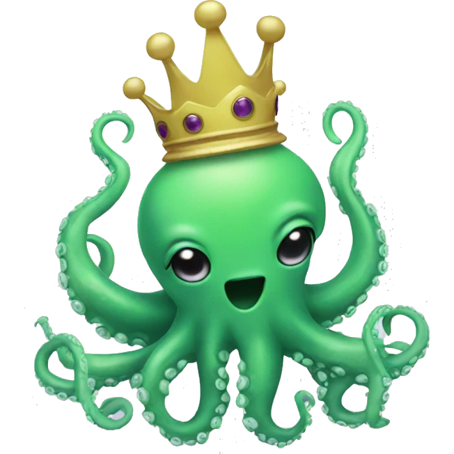 green Alien Octopus with crown emoji