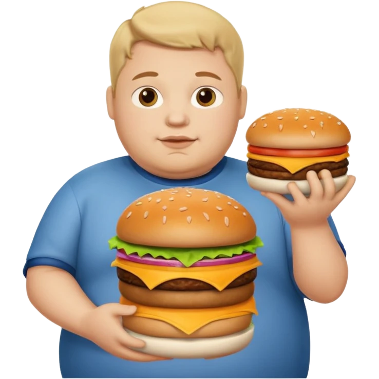 Fat Boy with burger tower emoji