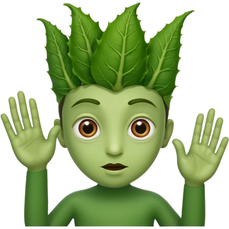 bhindi with big eyes antwo hands showing vitory sign emoji