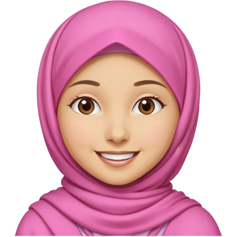A medium light skin girl with pink hijab smile happily emoji