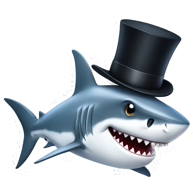 Shark with a top hat emoji