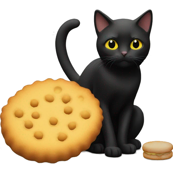 chat noir devant ses croquettes emoji