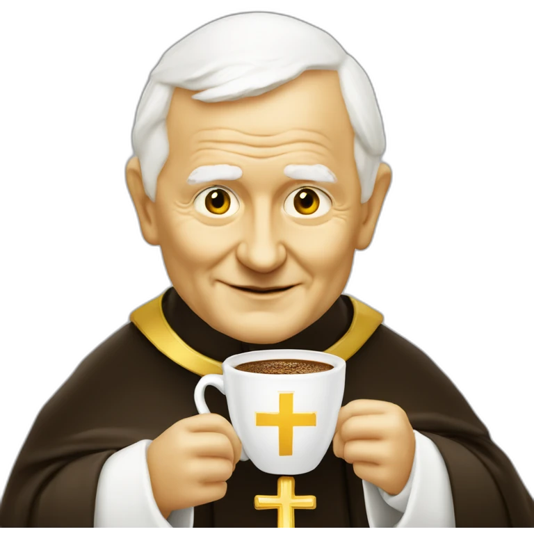 yellow faced pope John Paul II offering coffee emoji