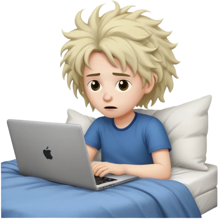 laptop working struggeling in bed emoji