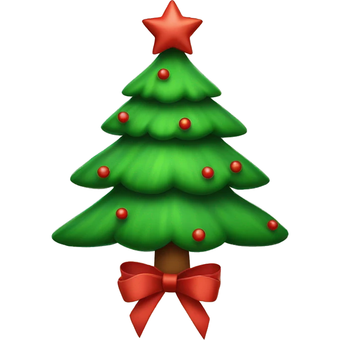Green Christmas tree with red rebbons  emoji