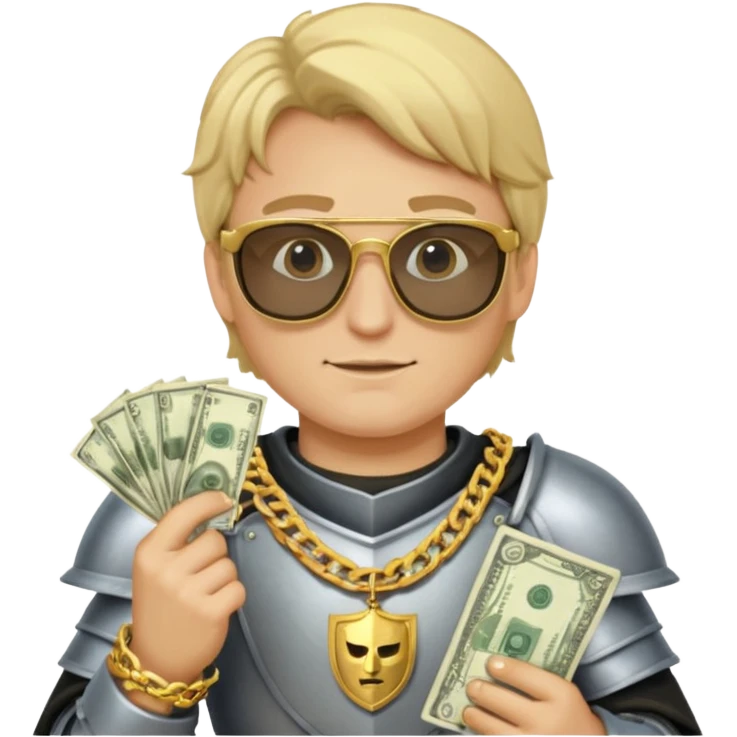 Knight with gold chain dark glasses money emoji