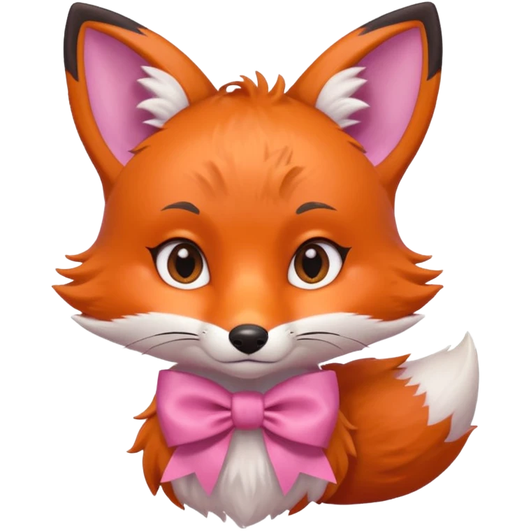 cute fox with pink bow, bust up emoji