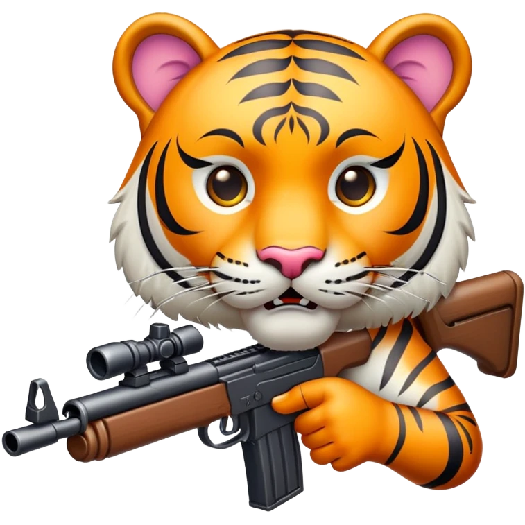 tiger face with toy rifle for action game Twitch emote emoji