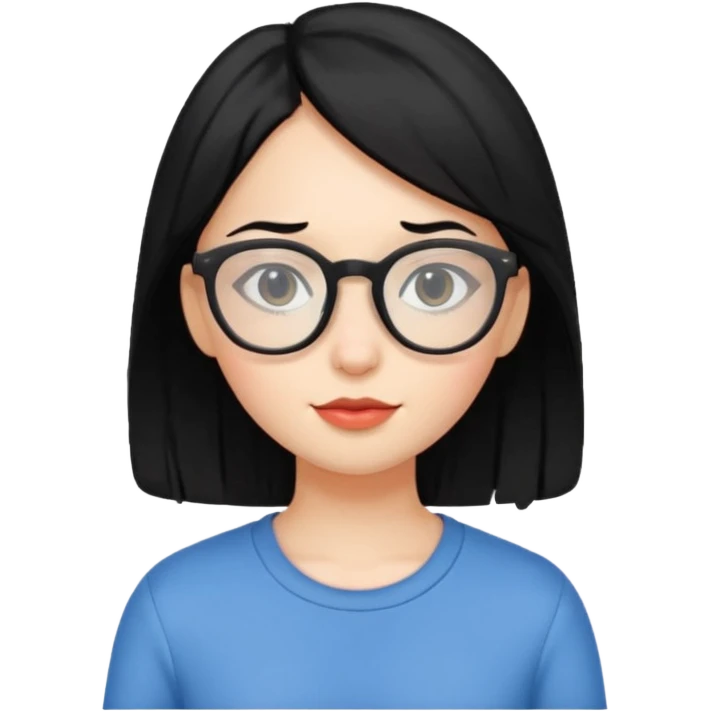 girl black hair and glasses emoji