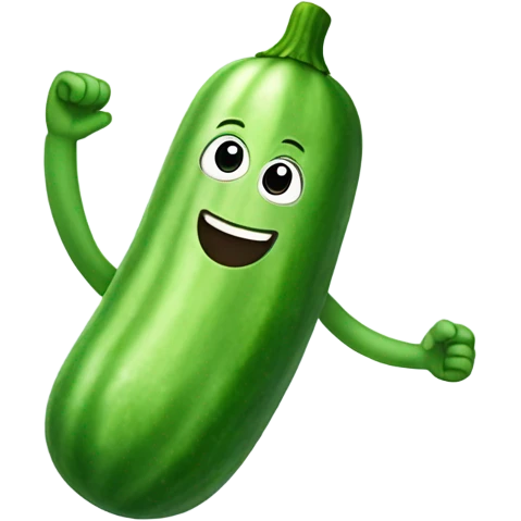 happy cucumber with hands up emoji