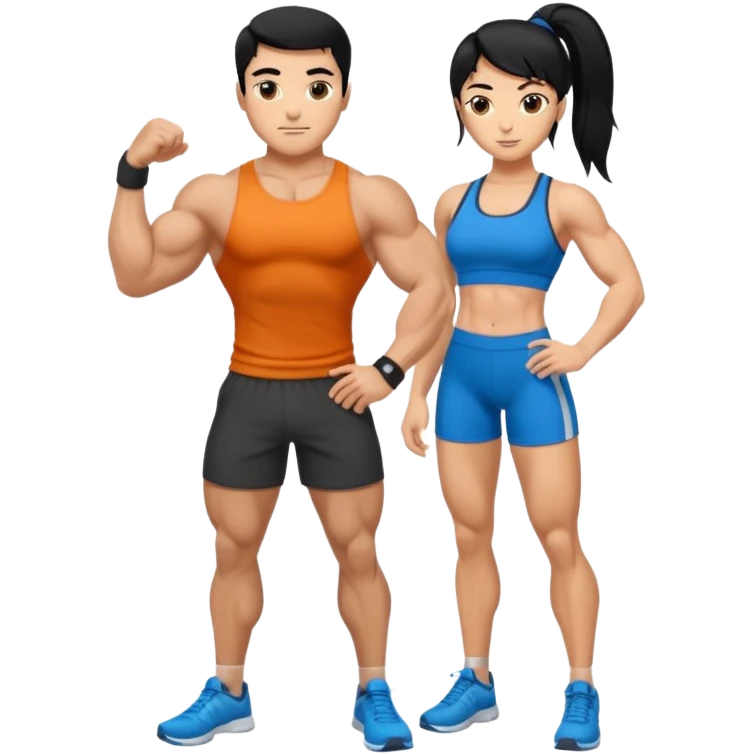 Fitness trainer shows the biceps at full length emoji