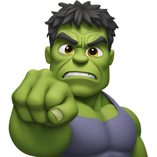 Hulk holding index finger and middle finger up (peace sign) emoji