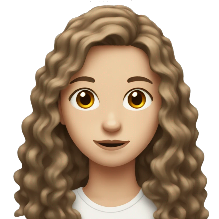 Pale Teen with WAVY LONG BROWN HAIR and brown eyes  emoji