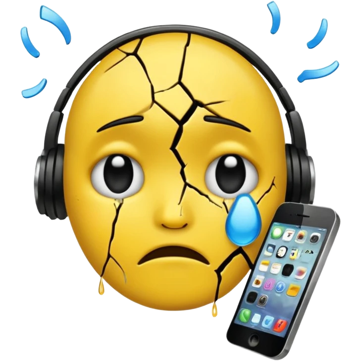 Emoji face with broken phones emoji