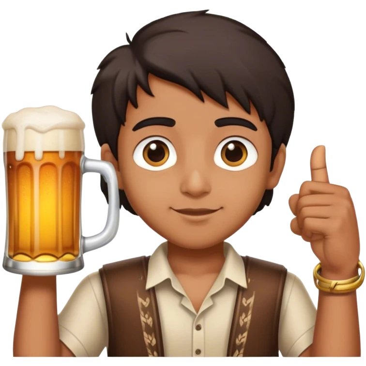 indian boy holding a massive beer emoji