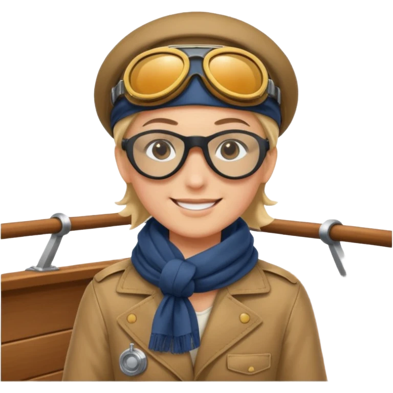Sky Sailor – Aviator with goggles and scarf, leaning on deck emoji